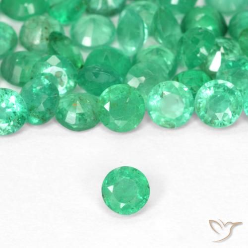 0.12ct 天然 亮绿色 翠, 圆形的, SI