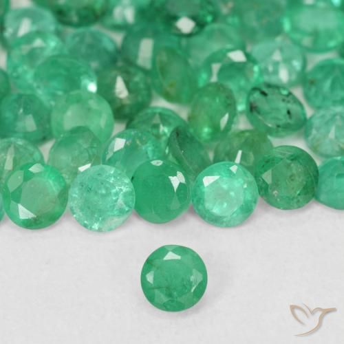 0.14ct 天然 亮绿色 翠, 圆形的, SI