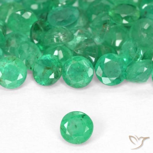 0.17ct 天然 亮绿色 翠, 圆形的, SI