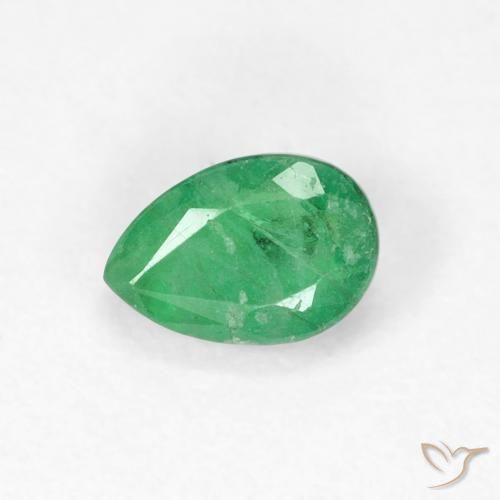 0.51克拉天然绿色祖母绿，梨形，6×4.1毫米，SI