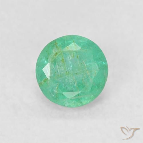 0.17ct 天然 浓薄荷绿 翠, 圆形的, SI