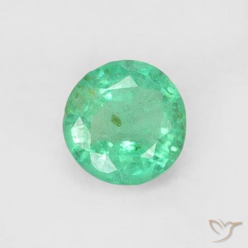 0.18ct 天然 蓝绿色 翠, 圆形的, SI