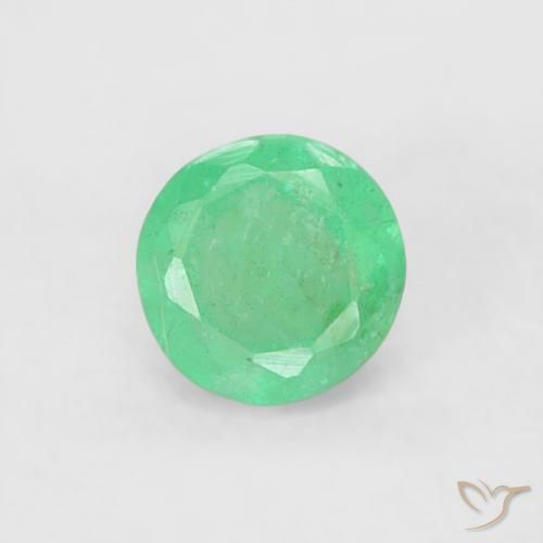 0.17ct 天然 亮绿色 翠, 圆形的, SI