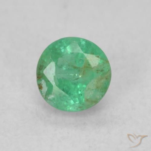 0.18ct 天然 中绿色 翠, 圆形的, SI