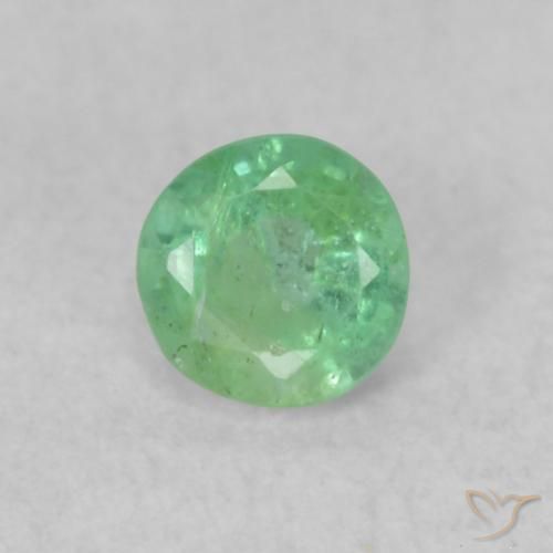 0.17ct 天然 淡黄绿色 翠, 圆形的, SI