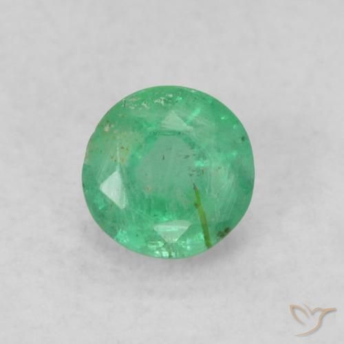 0.18ct 天然 开心果绿 翠, 圆形的, SI