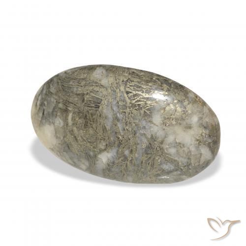 21.25克拉天然Feather Pyrite，椭圆形，不透明