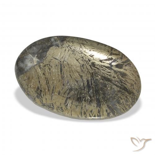 32.74克拉天然Feather Pyrite，椭圆形，不透明