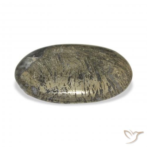 32.74克拉天然Feather Pyrite，椭圆形，不透明