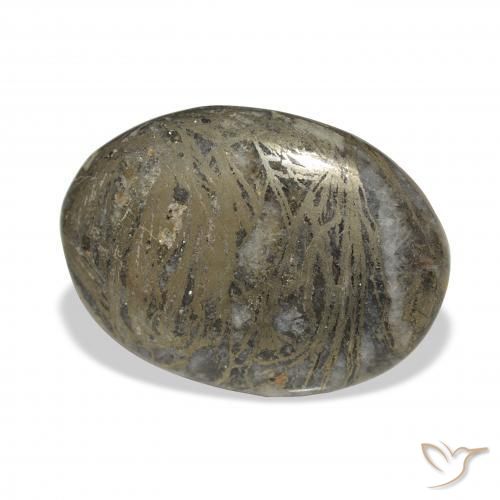 37.90克拉天然Feather Pyrite，椭圆形，不透明