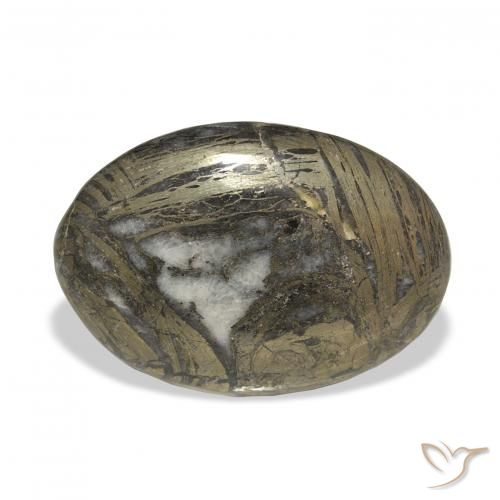 29.35克拉天然Feather Pyrite，椭圆形，不透明