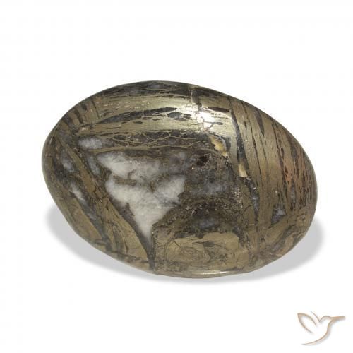 29.35克拉天然Feather Pyrite，椭圆形，不透明