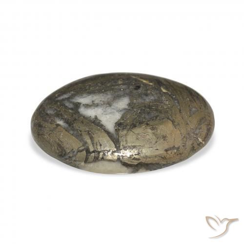 29.35克拉天然Feather Pyrite，椭圆形，不透明