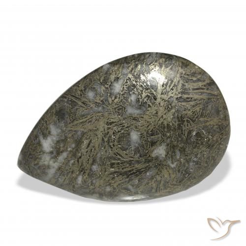 38.41ct 天然 黑青铜 Feather Pyrite, 梨形, 不透明