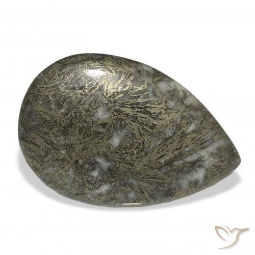 38.41克拉天然Feather Pyrite，梨形，不透明