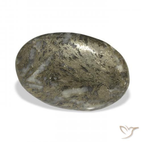 32.77克拉天然Feather Pyrite，椭圆形，不透明