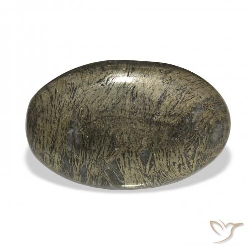 36.99ct 天然 黑青铜 Feather Pyrite, 椭圆形, 不透明