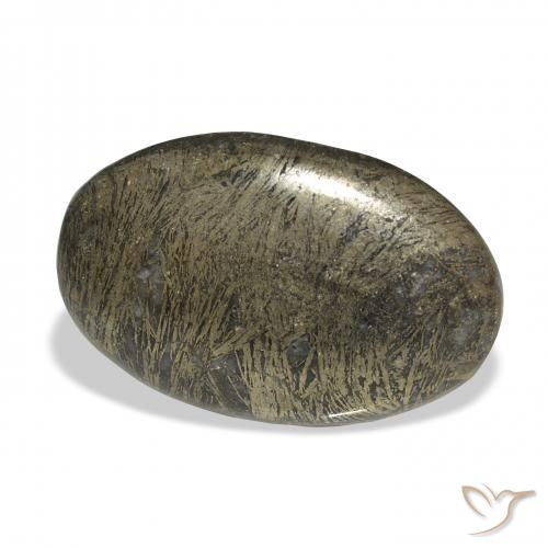 36.99克拉天然Feather Pyrite，椭圆形，不透明