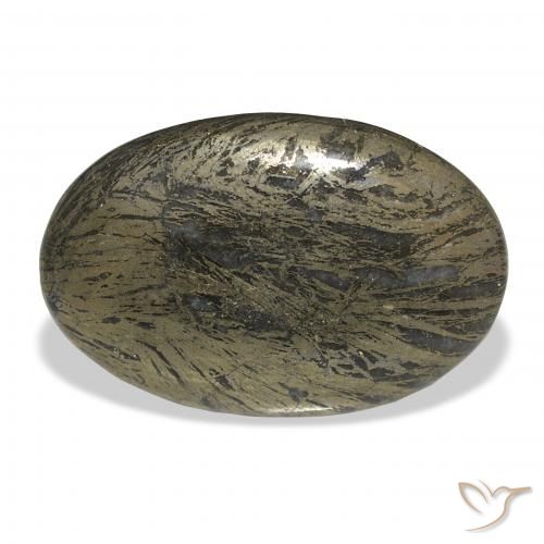 36.00克拉天然Feather Pyrite，椭圆形，不透明