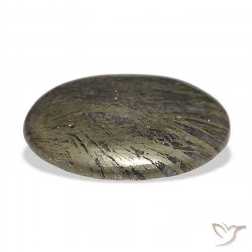 36.00克拉天然Feather Pyrite，椭圆形，不透明