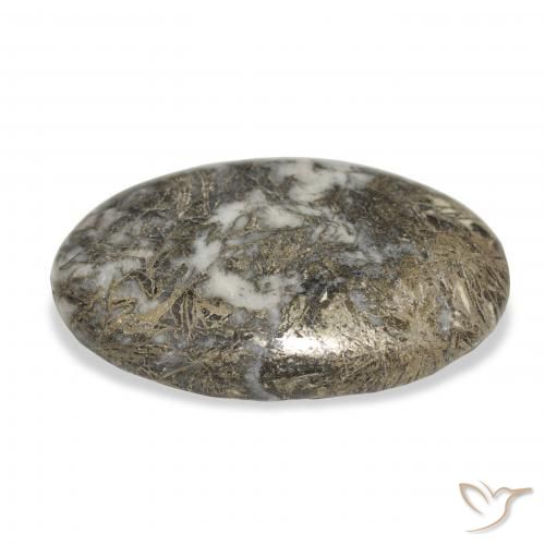 30.97克拉天然Feather Pyrite，椭圆形，不透明