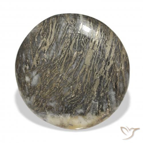 35.90克拉天然Feather Pyrite，圆形的，不透明