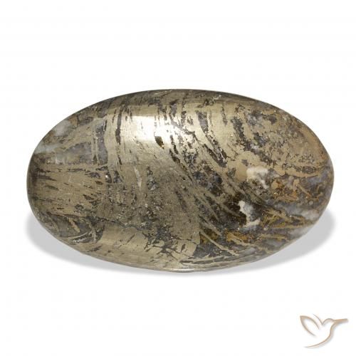 37.38ct 天然 彩色 Feather Pyrite, 椭圆形, 不透明