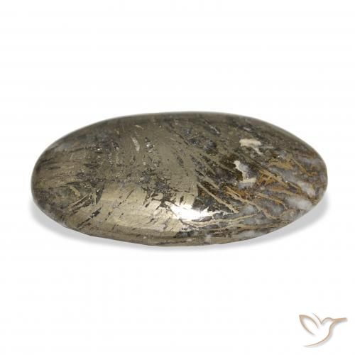 37.38克拉天然Feather Pyrite，椭圆形，不透明