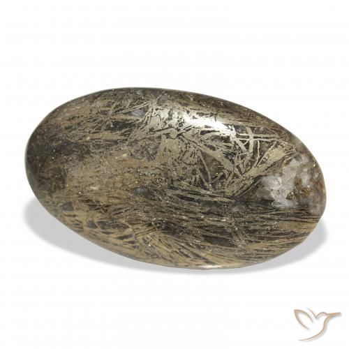 33.42克拉天然Feather Pyrite，椭圆形，不透明