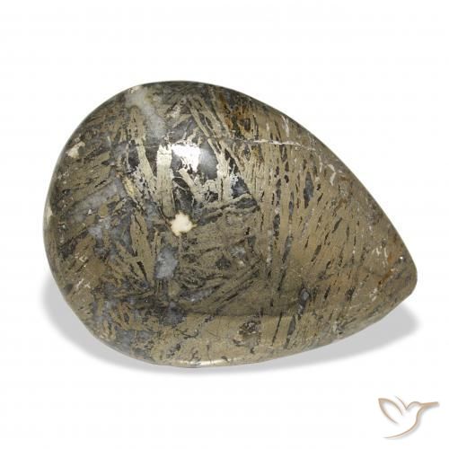 30.77克拉天然Feather Pyrite，梨形，不透明