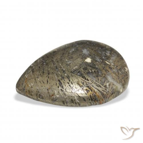 30.77克拉天然Feather Pyrite，梨形，不透明