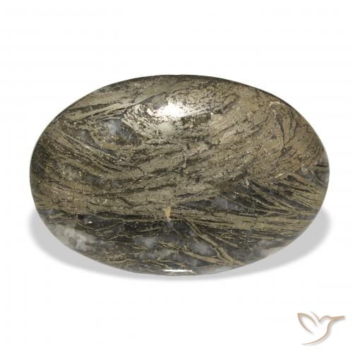 27.23ct 天然 彩色 Feather Pyrite, 椭圆形, 不透明