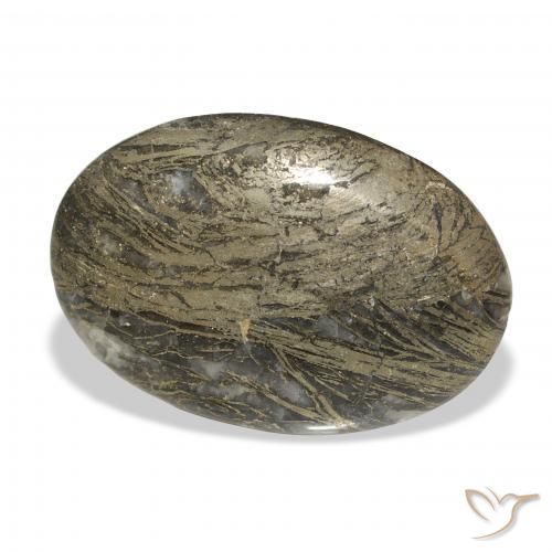 27.23克拉天然Feather Pyrite，椭圆形，不透明
