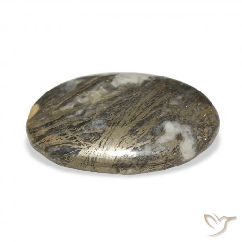 26.51克拉天然Feather Pyrite，椭圆形，不透明