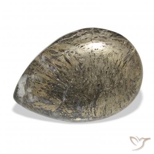 30.92克拉天然Feather Pyrite，梨形，不透明