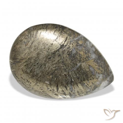 30.92克拉天然Feather Pyrite，梨形，不透明