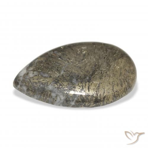 30.92克拉天然Feather Pyrite，梨形，不透明
