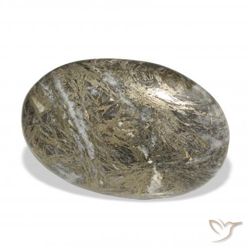 34.99克拉天然Feather Pyrite，椭圆形，不透明