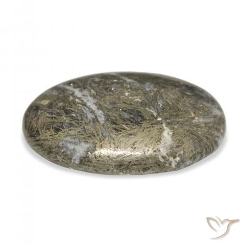 34.99克拉天然Feather Pyrite，椭圆形，不透明