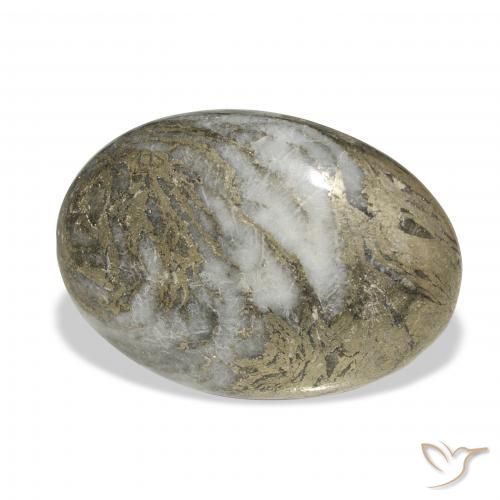 22.73克拉天然Feather Pyrite，椭圆形，不透明