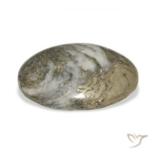 22.73克拉天然Feather Pyrite，椭圆形，不透明