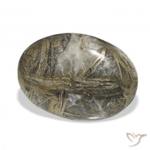 23.16克拉天然Feather Pyrite，椭圆形，不透明