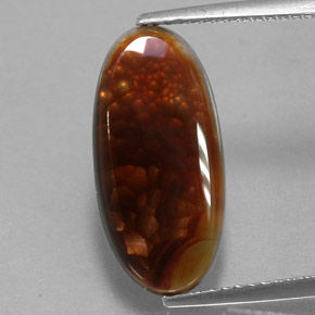 4.87克拉天然多色火玛瑙，透明，18×8.7毫米，透明/半透明
