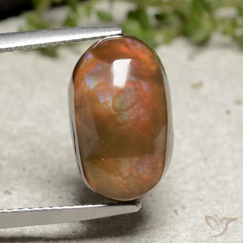 6.66ct 天然 彩色 火玛瑙, 椭圆形, 不透明