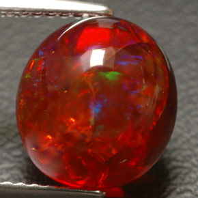 4.55克拉天然多色火欧泊，透明，10.9×10.1毫米，透明/半透明