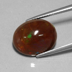 6.48克拉天然多色火欧泊，椭圆形切割，14.7×12.1毫米，不透明