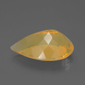 10.72克拉天然黄色火欧泊，梨形，22×14.2毫米，透明