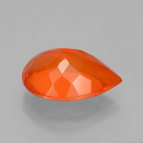 3.23克拉天然橙色火欧泊，梨形，14×10.1毫米，透明