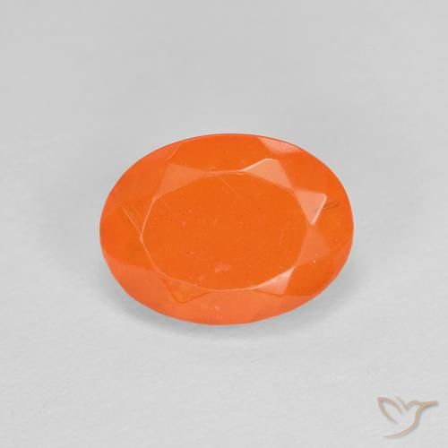 0.79ct 天然 中橙 火蛋白石, 椭圆形, 透明