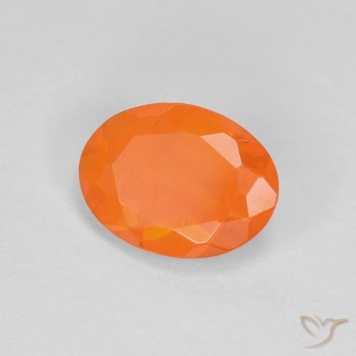 0.63ct 天然 中橙 火蛋白石, 椭圆形, 透明